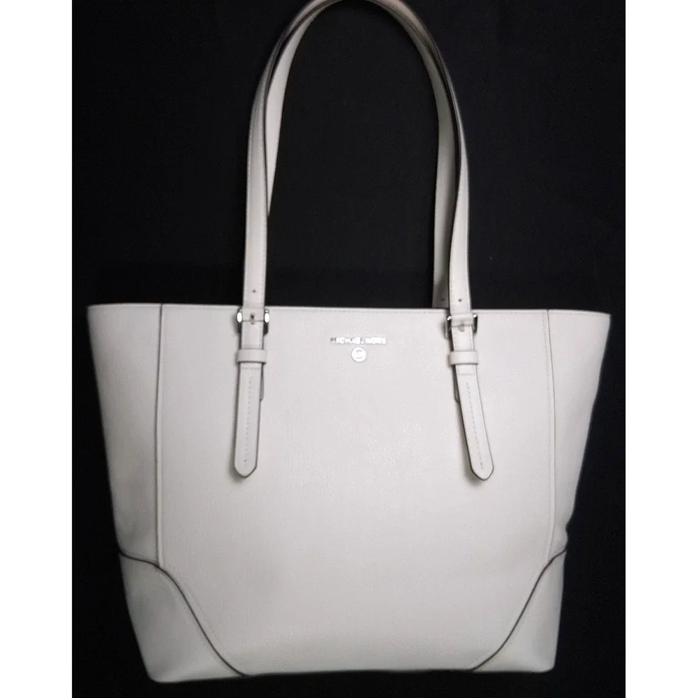 Michael Kors White Aria Large Pebble Leather Tote , Shoulder Bag 12 x 11 x 6